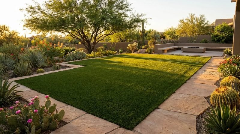 artificial grass landscape design example